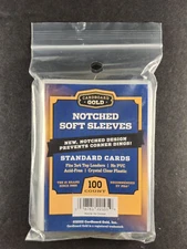 1 Pack (100) Cardboard Gold Notched Soft Penny Sleeves Regular Card Easy Glide