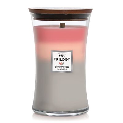 Large Hourglass Shoreline Candle with Three Scents and Crackling Wick