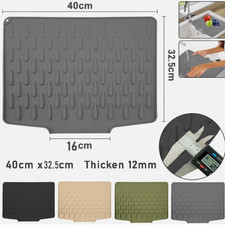 Kitchen Dish Draining Mat Silicone Washing Drainer Tray Drying Pans Pad 40x32cm