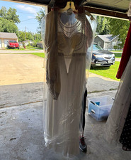 Decree White/Ivory Full-Length Wedding Dress with Matching Cardigan