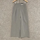 NEW Target Pants Womens Size 6 Petite Grey Striped Wide-Leg Full Length 35434