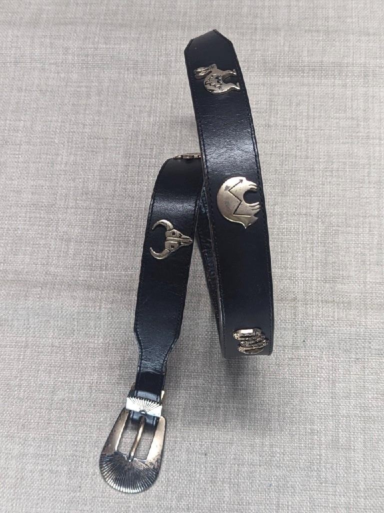 Silver Creek Black suede concho belt with tassels SZ 30 southwestern Navajo Vintage_Navajo_Sterling_Silver  main image 4