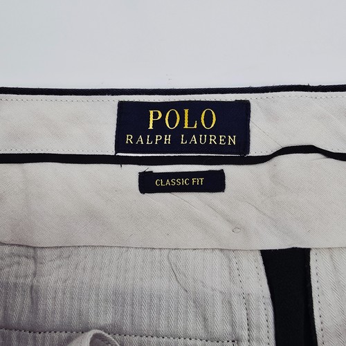 Pantalones chinos vintage Polo Ralph Lauren calce clásico para hombre 42x32 azul marino frente plano - Imagen 5 de 10