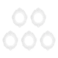 5 Pcs Vintage Resin Picture Frames, 2.2'' x 1.8'' Mini Picture Frames, White
