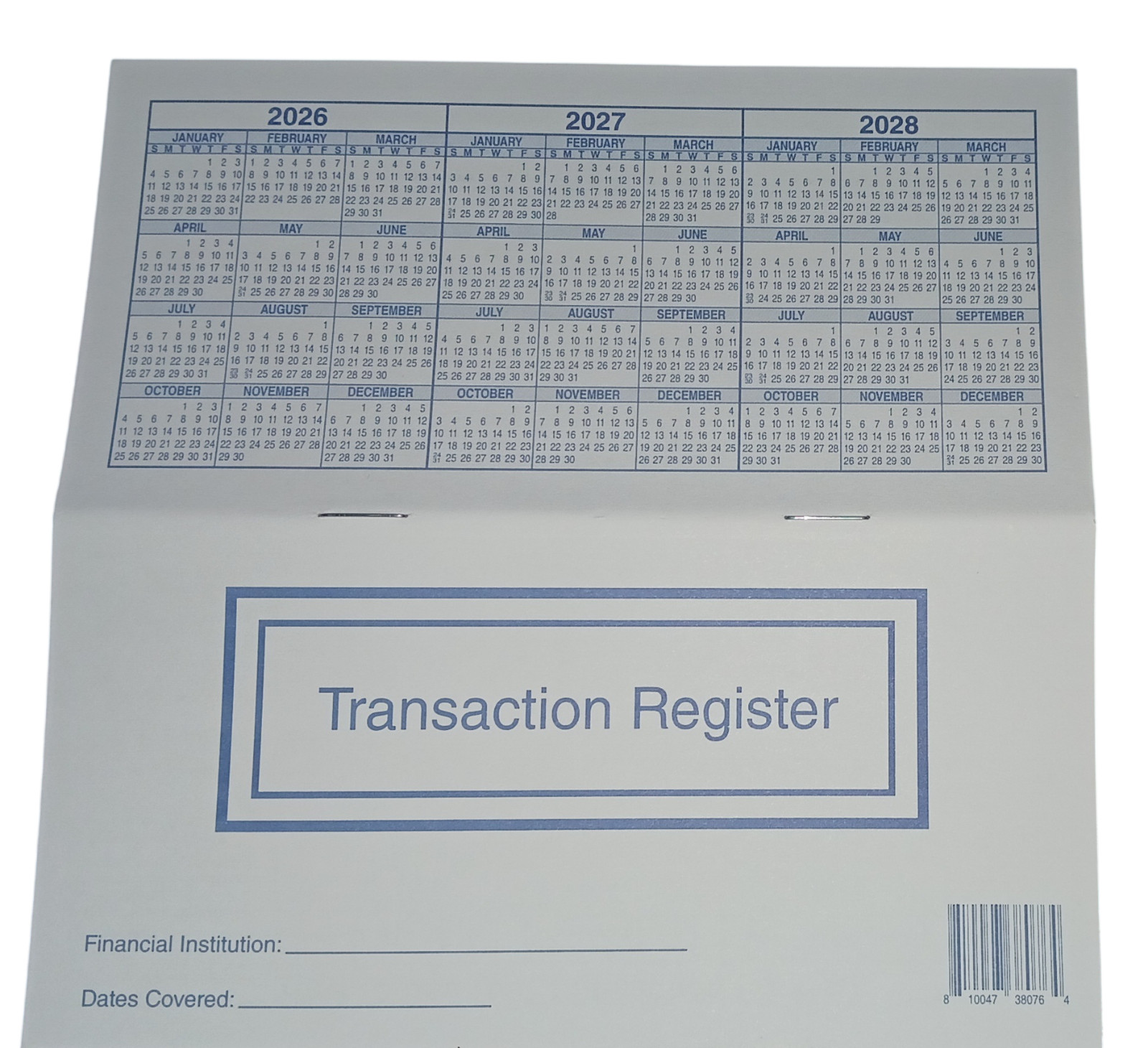 как выглядит Checkbook Transaction Registers 2026 2027 2028 Calendar Check Book Register фото