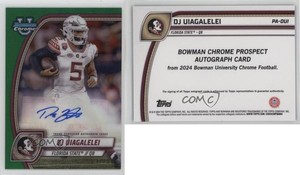 2024 Bowman U Chrome Prospect Green Refractor /99 DJ Uiagalelei #PA-DUI Auto