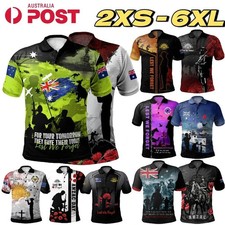 Men ANZAC Day T-Shirt Short Sleeve Lest We Forget Souvenir Costumes Top Tee