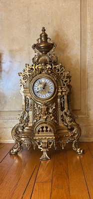 Vintage German Franz Hermle Imperial Clock & Italian Brass - 24'' Tall.