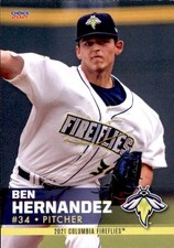 2021 Columbia Fireflies Choice #26 Ben Hernandez Chicago Illinois Baseball Card