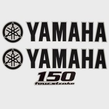 Yamaha Boat Cowling Decals HW2072 | 150 Black/Silver Stickers (Kit)