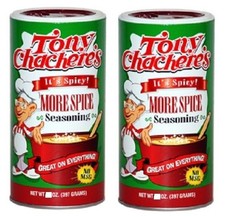Tony Chachere's More Spice Seasoning "It's Spicy" Chacheres 2 Canister Pack
