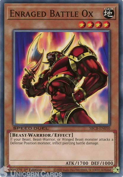 SBCB-EN050 Enraged Battle Ox Common 1st Edition Mint YuGiOh Card
