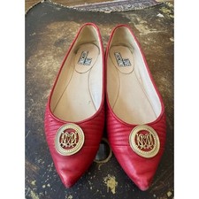 Love Moschino Red Italian Leather Pointy Flats Ladies Size 39/8.5