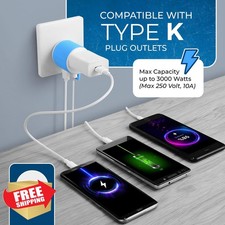 OREI Denmark Travel Plug Adapter Type K Dual USB USA Input