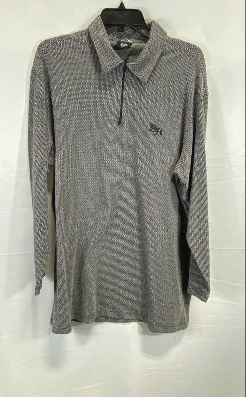 Vintage 90s Rollin Hard Men's Gray Black Micro Print 1/4 Zip Pullover Sz XL