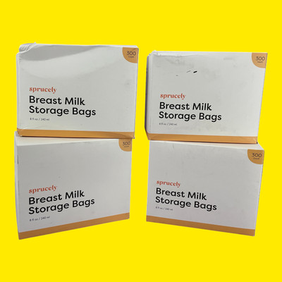 LOT OF 4 Sprucely Breast Milk Storage Bags 8 fl.oz/240ml 300 Count each #2321