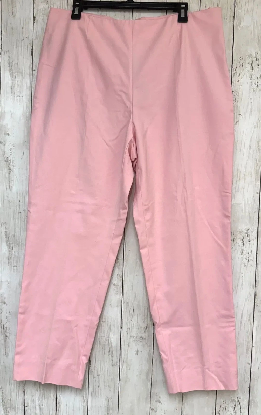New Ellen Tracy Womens Capri Pants 16 Pink Cropped Ankle Stretch Side Zip NWT