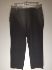 Belle Kim Gravel Black Straight Wide Leg Crop Pant Size 16