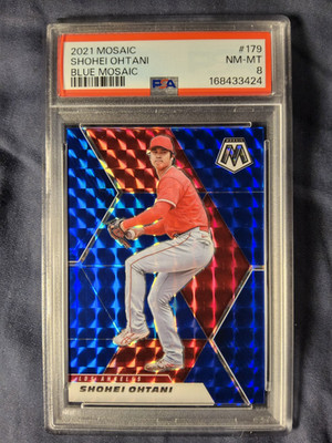2021 PANINI BLUE MOSAIC SHOHEI OHTANI CARD #179 PSA 8 #'D 48/99 LA DODGERS
