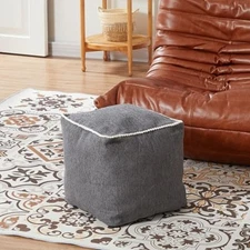 é Unstuffed Pouf Cover Ottoman Cover Footstool Cover Gray Cottom Charcoal Gray