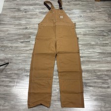 Carhartt R01 BRN Double Knee Carpenter 44x36 Brown Duck Canvas Overall Bibs NWT