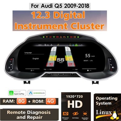 Für AUDI Q5 2009-2018 LCD Digital Tacho Kombiinstrument Cluster Dashboard 12.3''