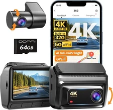 DDPAI Z60 Dash Cam Car Front Rear 4K+1080P | Night Vision WiFi Parking Monitoring