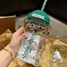 2026 NEW Starbucks Barista Bear Glass Cup(500ml) Limited Edition Christmas Cup
