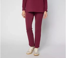 Belle by Kim Gravel ScubaLuxe Straight Leg Pants Zinfandel Petite L A711025