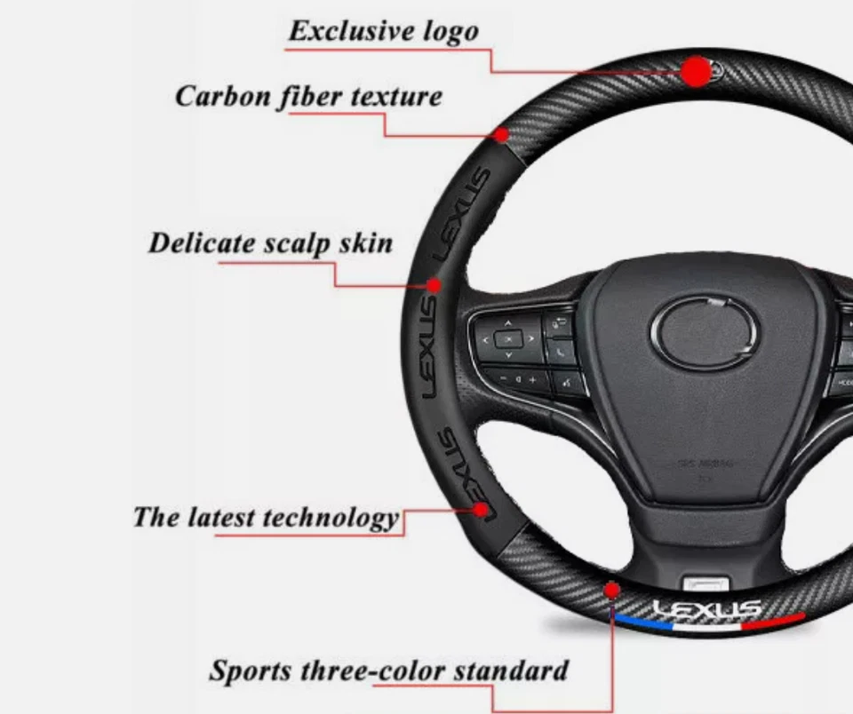 15" PU Leather+Carbon fiber Steering Wheel Cover For Smart 2003-2019 All Cars - Image 4 of 4