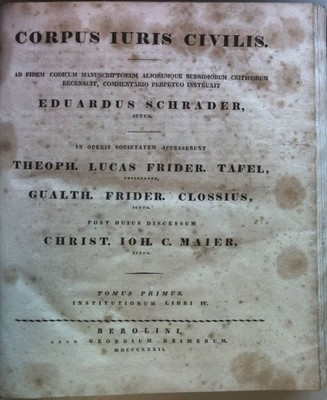 Corpus Iuris Civilis ad fidem Codicum Manuscriptorum aliorumque subsidiorum crit