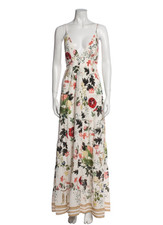 Alice + Olivia Karolina Paneled Halter Maxi Dress L Floral Pink Designer