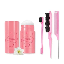 Hair Wax Stick & Hair Styling Combs Set 4 Pcs,Moisturizing Non-Greasy Hair Styli