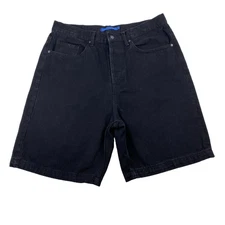 DC Shoes Baggy Jean Shorts Mens 36 Black Denim Button Fly Skate Grunge Y2K Style