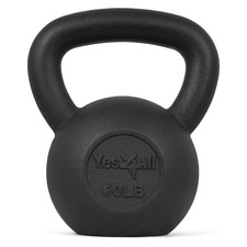 Yes4All 60 Pound Kettlebell, Single Painted Cast Iron Weight for Home Gym, Black