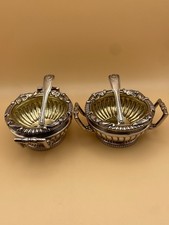 BUONA COPPIA SALI DA TAVOLA DANIEL PONTIFEX DOPPIO MANICO ARGENTO MASSICCIO GEORGE III 1806