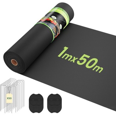 Unkrautvlies Gartenvlies 100g m² Rolle 1x50m mit 50 Erdanker Massive Unkrautf...