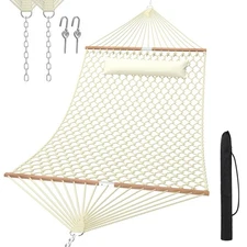 TONAHUTU 13FT Hammocks, Traditional Hand Woven Cotton Rope Hammock with Free ...