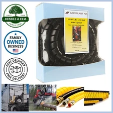 Spiral Wrap Hose Protector HDPE 1.5 inch Black 12 ft Hydraulic Pneumatic