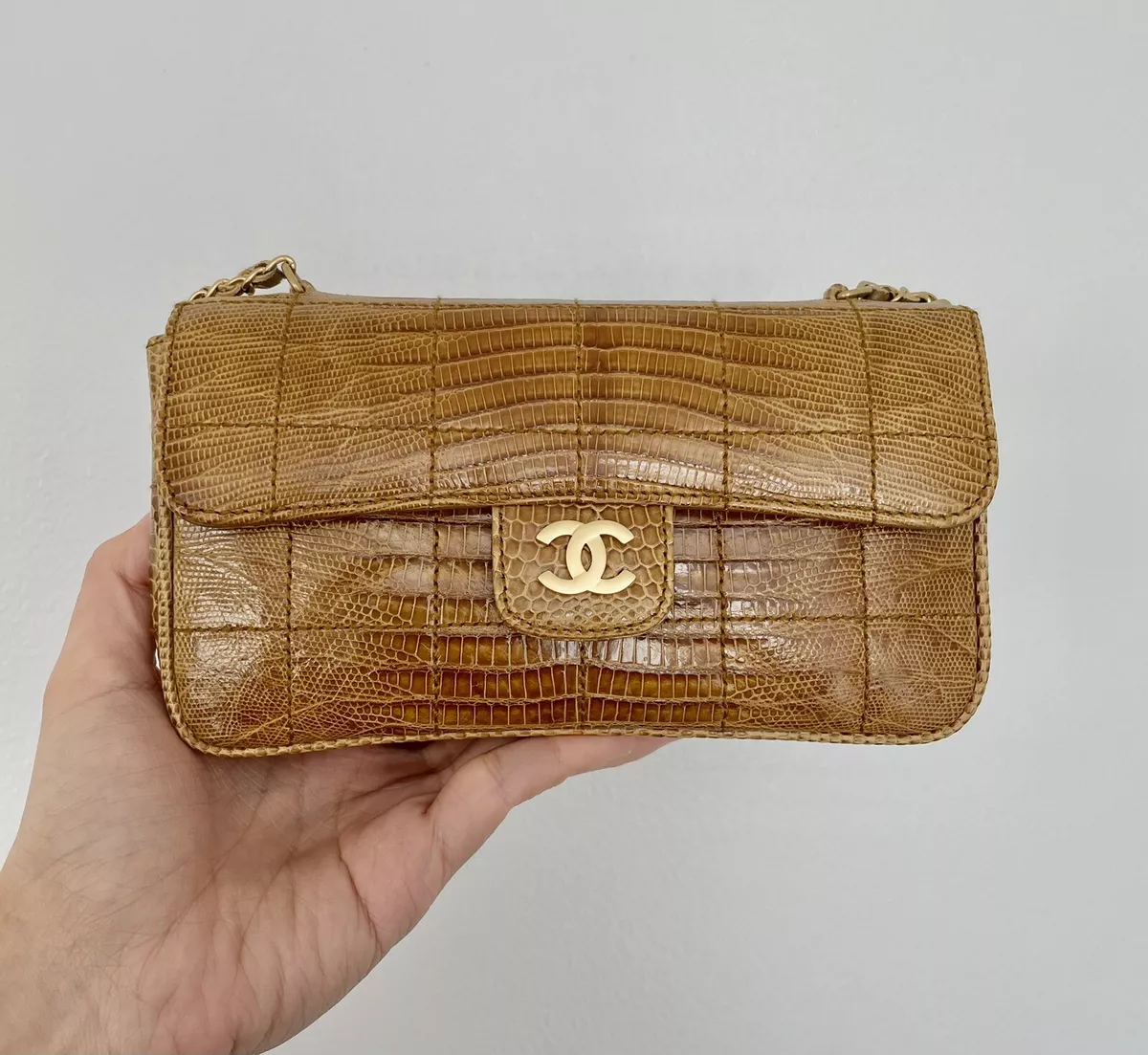 Chanel Black Lizard Mini Rectangle Classic Single Flap Aged Gold Hardware,  2018 Available For Immediate Sale At Sotheby's