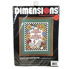 Dimensions Stamped Cross Stitch Kit Country Sunflower Welcome 1994 Sealed 11x14