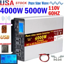 4000W 5000W 12V 24V 48V 72V to 110V 60HZ Pure Sine Wave Power Inverter LCD US