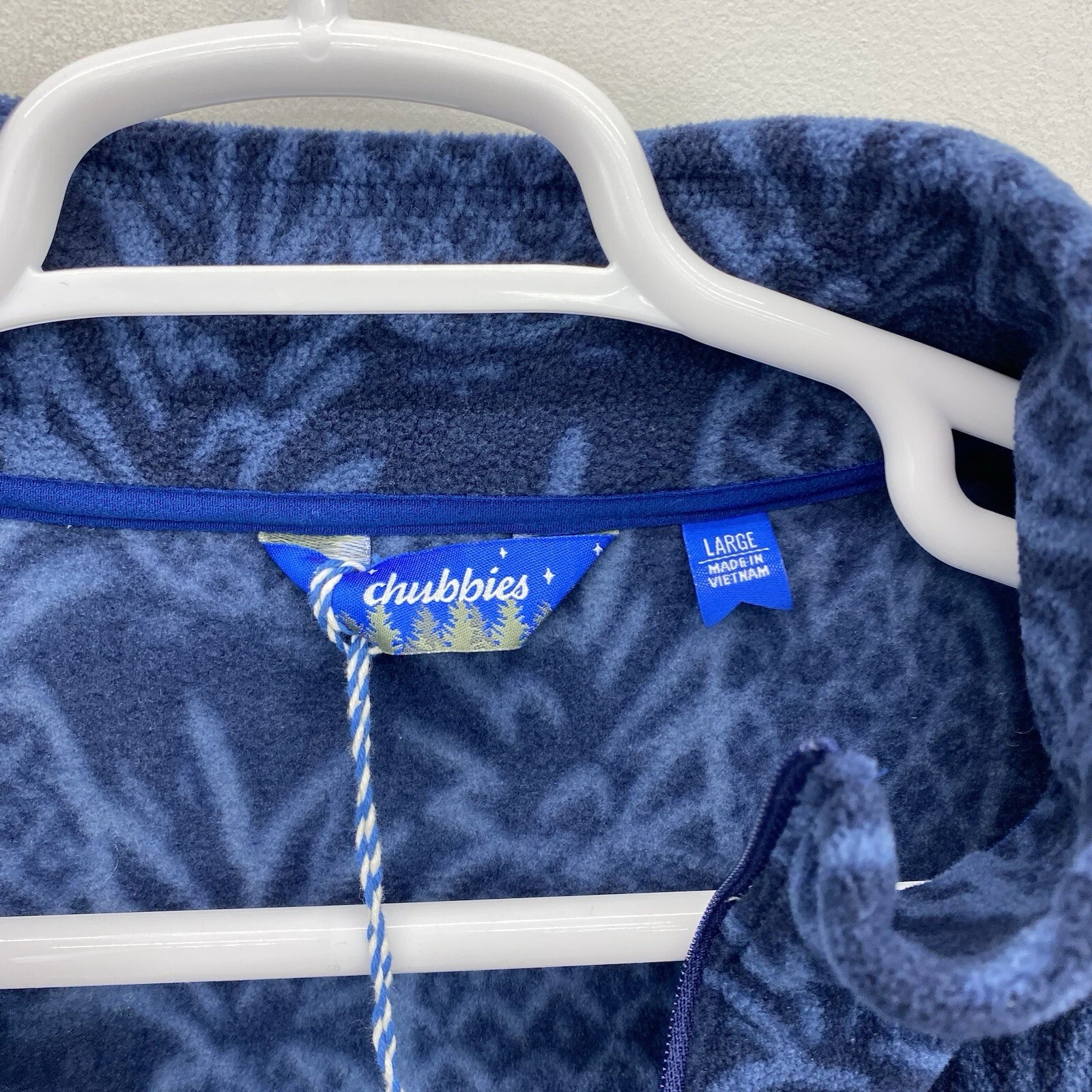 Chubbies jacket Men Large pine by me 1/4 zip fleece pineapples Sweater Blue - product detail image 4