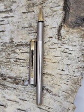 Penna stilografica vintage Montblanc argento/oro Noblesse Slimline OM penna oro