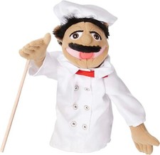 Melissa And Doug Chef Puppet Al Dente With Detachable Wooden Rod - Pretend