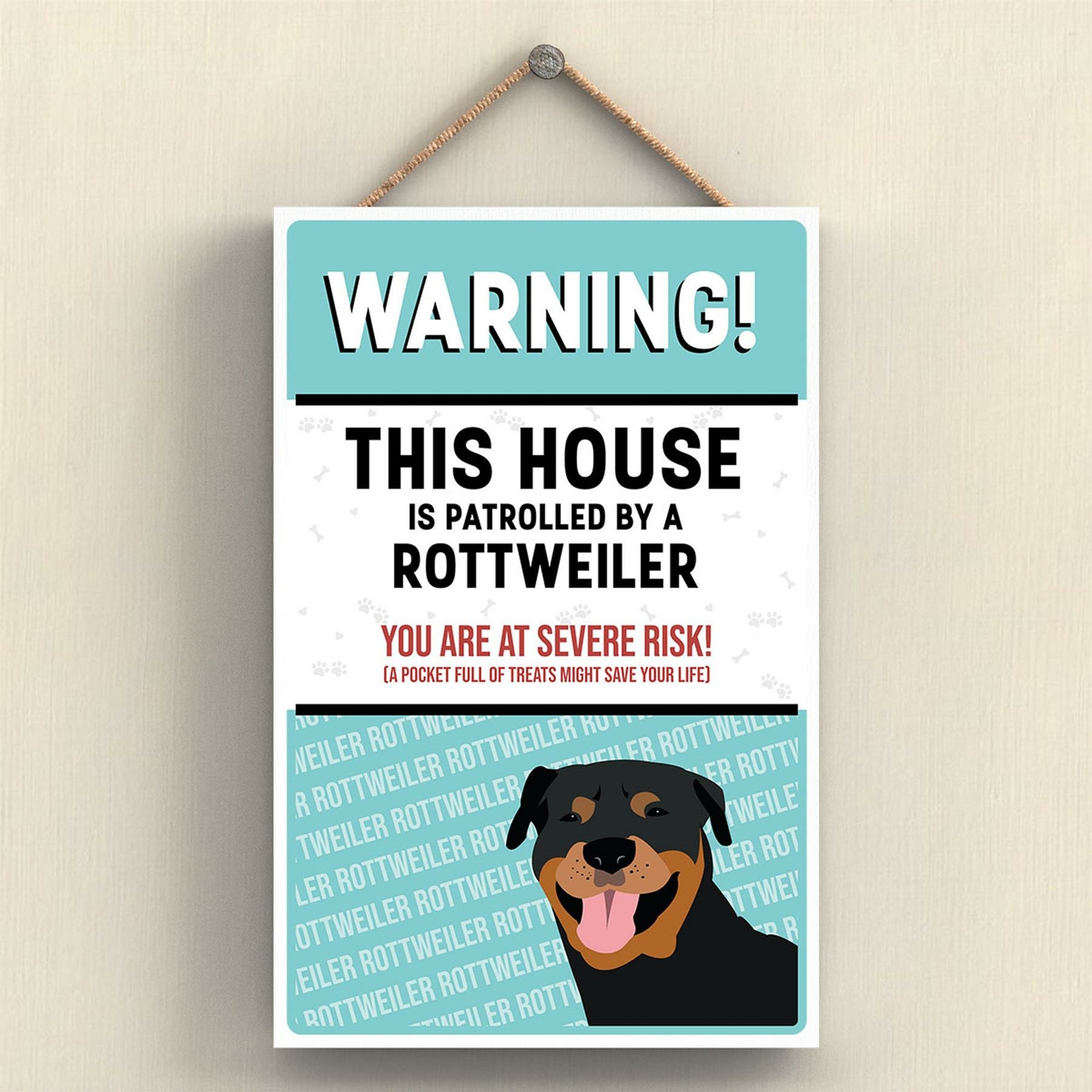 ROTTWEILER WORKS OF K PEARSON DOG BREED ILLUSTRATION WOODEN HANGING PLAQUE