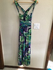 Snap Purple Green Blue Maxi Dress Size S