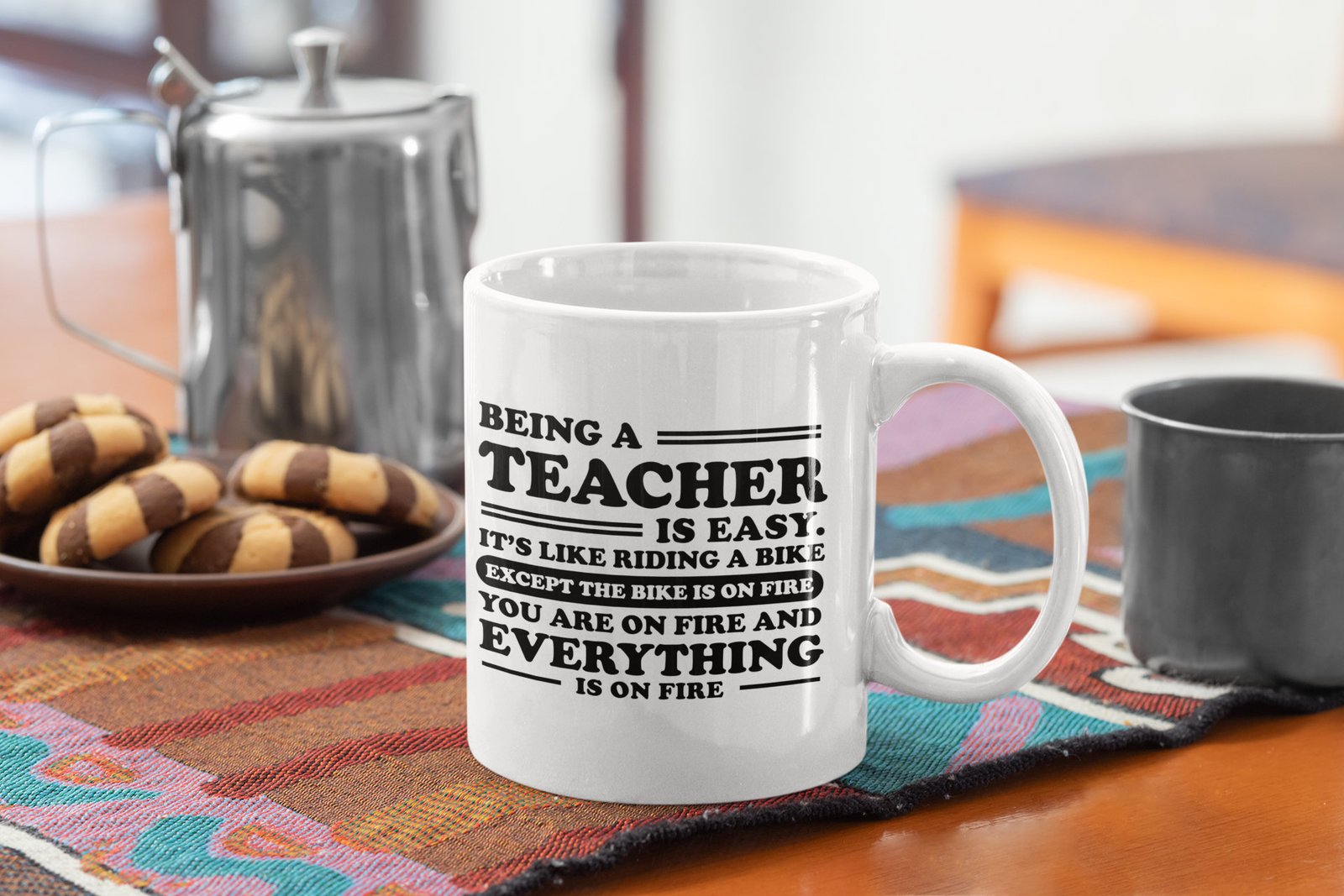 Teacher Funny Coffee Mug  Being A Teacher Is Easy It's Like Riding A Bike On