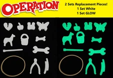 2 SETS! Operation Game Replacement Pieces 1 Set WHITE 1 Set GLOW IN THE DARK!