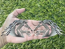 Stallion Emblem Badges Silver 2 BADGES  Angry Aggressive Horse Fender New